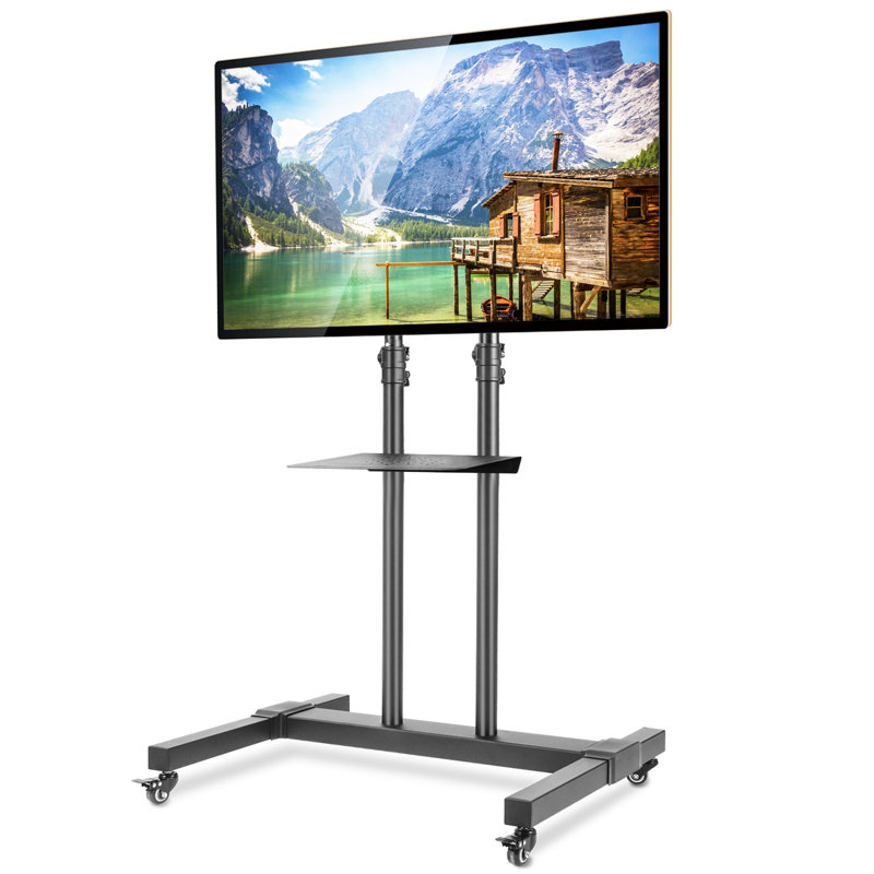 Rfiver Mobile TV Stand Rolling TV Cart Floor Stand With Mount On